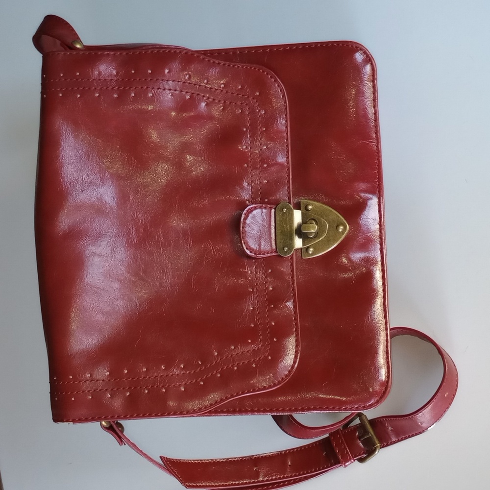 Mossimo Supply Co. Faux Leather Cross Body Messenger Purse Burgundy Women's